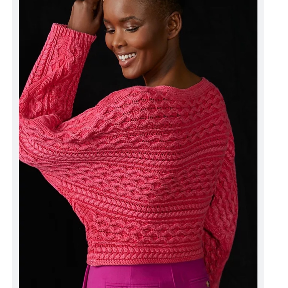 Anthropologie Micro Fisherman Sweater in Pink. Size XS. NWOT